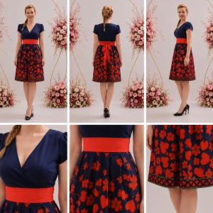 Rochie deosebita de vara, neagra, cu design de centura in talie - Img 2
