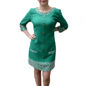 Rochie deosebita, nuanta de verde, design brodat rafinat - Img 1
