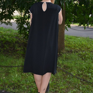 Rochie deosebita pentru ocazie, culoare neagra cu detalii pudra - Img 4