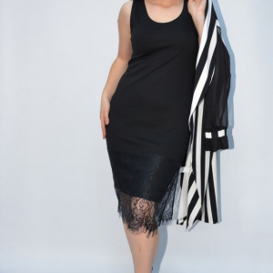 Rochie eleganta Bea din doua piese,negru-alb - Img 4