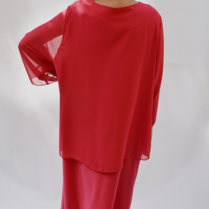 Rochie eleganta de ocazie corai cu strasuri fine in fata - Img 7