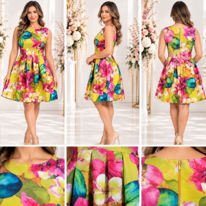Rochie Elegantă Florală Multicoloră – Croială Cloș - Img 2