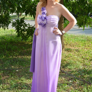 Rochie eleganta, model maxi, intr-un degrade fermecator, pe mov - Img 2