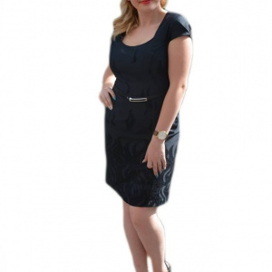 Rochie eleganta neagra,cu imprimeu catifelat in tesatura - Img 1