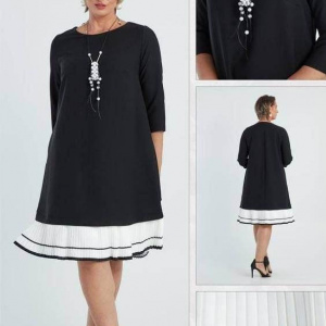 Rochie eleganta neagra cu pliseu alb - Img 2