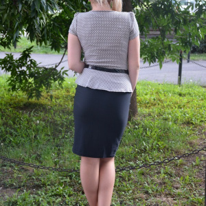 Rochie eleganta tip costum in nuanta de negru cu alb - Img 4