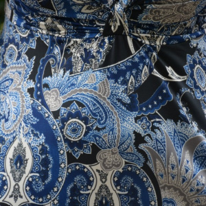Rochie Eleonor, imprimeu abstract albastru ,nuanta de negru - Img 5