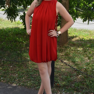 Rochie feminina, de culoare rosie, fara maneci - Img 2