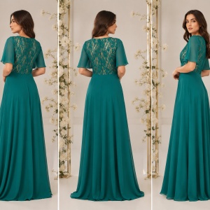 Rochie feminina, lunga de seara, de nuanta verde, masura mare - Img 2