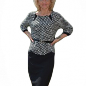 Rochie in tendinte, culoare gri cu negru, strasuri aplicate ca decor - Img 1