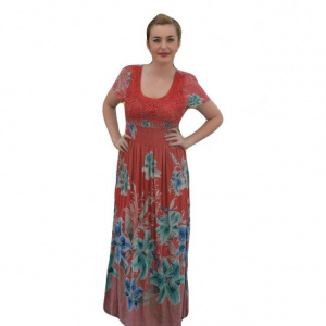 Rochie lejera, de vara, lungime maxi, culoare corai - Img 1
