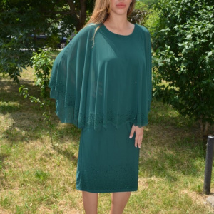 Rochie Maci cu aplicatii de strasuri ,nuanat de verde - Img 5