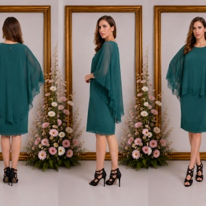 Rochie Maci cu aplicatii de strasuri ,nuanat de verde - Img 3