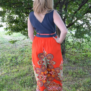 Rochie maxi, de culoare bleumarin-rosu - Img 5