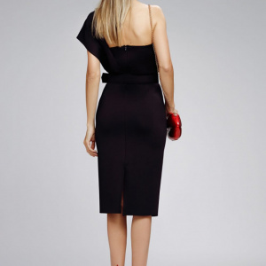 Rochie Naomi neagra din neopren cu un umar gol - Img 3