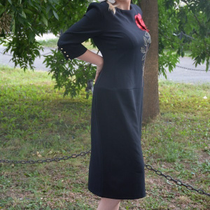 Rochie neagra cu maneci trei-sferturi prevazuta cu broderie - Img 3