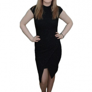 Rochie neagra, design interesant cu sclipici aplicat - Img 1