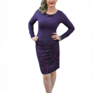 Rochie office, de culoare mov cuib de viespe RO-1859-VI - Img 1