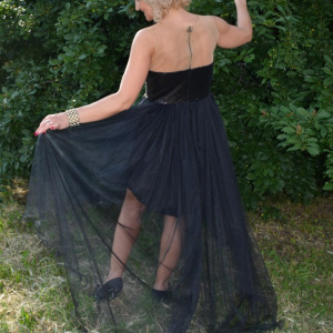 Rochie rafinata de seara cu croiala asimetrica, culoare neagra - Img 4
