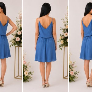 Rochie rafinata de vara, nuanta de bleumarin - Img 2