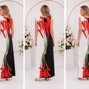 Rochie rafinata de zi, culoare,negru-rosu - Img 2
