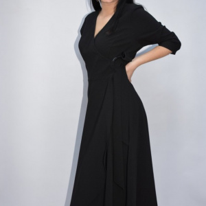 Rochie rafinata Eda,croi clos si decolteu in V,neagra - Img 4