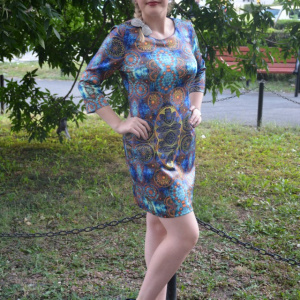 Rochie rafinata, in nuante de albastru, galben,portocaliu - Img 3
