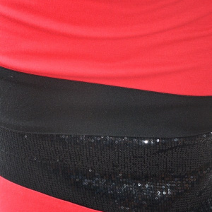 Rochie senzuala, rosu-negru si cu inserti de paiete negre - Img 6