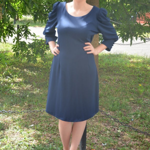 Rochie shic, de culoare bleumarin, midi - Img 2