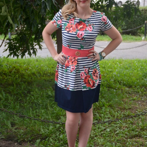 Rochie shic, de vara, cu maneca scurta, multicolora - Img 2