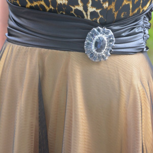 Rochie superba, impresionanta, cu material animal print, maro-auriu - Img 5