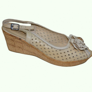 Sanda comoda cu talpa usoara, aspect de pluta, piele moale bej - Img 3