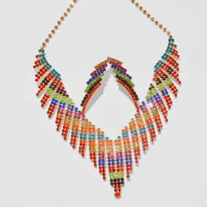 Set rafinat de bijuteri,multicolor,colier si cercei - Img 2