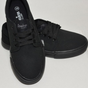 Tenis clasic din material de panza negru cu talpa flexibila, joasa - Img 4