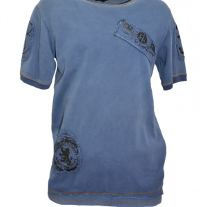 Tricou barbatesc bleumarin, model casual, cu design simplist - Img 1