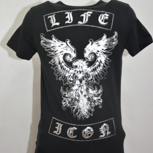 Tricou barbatesc cambrat pe corp, de culoare neagra cu imprimeu - Img 3