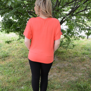 Tricou deosebit de vara, de culoare corai, maneca scurta - Img 5