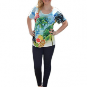 Tricou deosebit nuanta alba, impimeu in fata, masura universala - Img 1