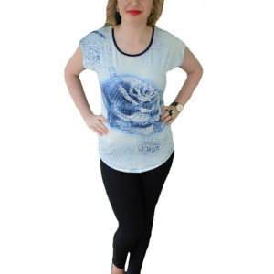 Tricou tineresc cu lungime asimetrica, nuanta chic bleumarin - Img 1