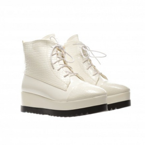 Adidas cu model de piele de sarpe lucioasa, de culoare alba - Img 1
