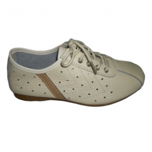 Adidas trendy, culoare bej, cu model de mici decupaje in piele - Img 1