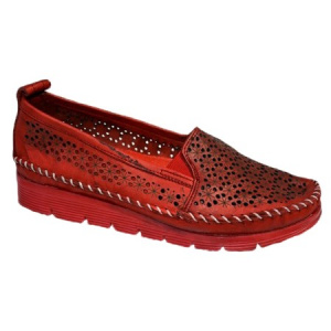Balerin casual cu perforatii,nuanta de rosu