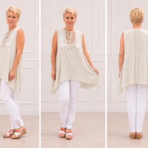 Bluza casual,de vara fara maneca ,nuanta de crem - Img 3