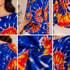 Bluza casual Vivien cu imprimeu camp flower,nuanta de turcoaz - Img 3