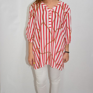 Bluza dama, casual, model cu dungi rosii, pe fundal alb - Img 3