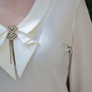 Bluza de ocazie, dintr-un material nesifonabil, maro, gri, bej - Img 4