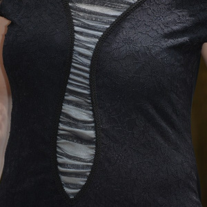 Bluza eleganta masura mare, dantela neagra cu insertie de tul - Img 5