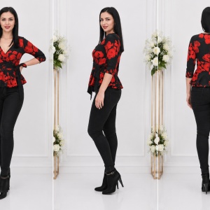 Bluza eleganta Tania,imprimeu floral,nuanat de negru - Img 3