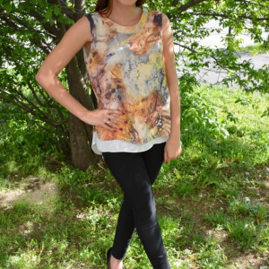 Bluza lejera fara maneca si design multicolor, primavara-vara - Img 5