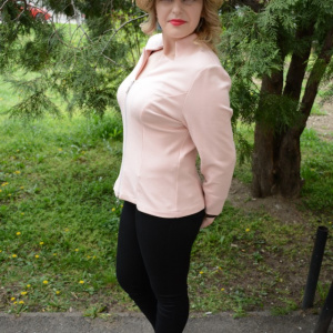 Bluza tip sacou plamanie, cu fermoar argintiu si maneca lunga - Img 3